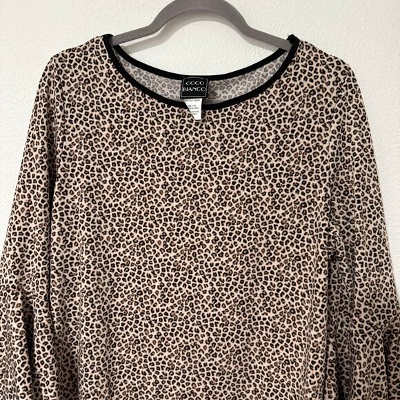 Coco Bianco Women's Animal Print Bell Sleeve Top Size XL - Picture 10 of 10